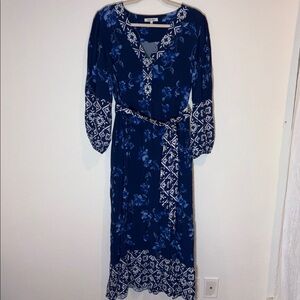 Selina Moon Floral Maxi Dress – Navy Blue Boho Beauty